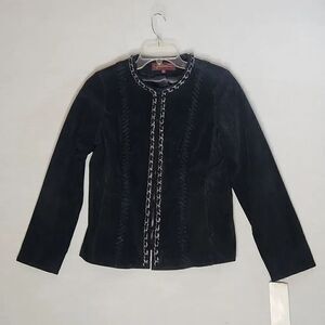 Hal Rubenstein Black Suede leather Blazer Jacket